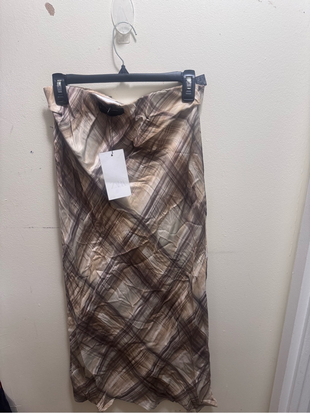 Zara Brown and Beige Plaid Maxi Skirt size XS - Picture 4 of 4